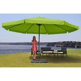 thumbnail of Parasol Meran Pro, horeca marktparasol met vouw Ø 5m polyester/aluminium 28kg ~ groen met standaard