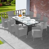 thumbnail of CASARIA® Polyrattan Gartentisch Glasplatte 190x90x74cm schwarz