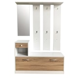 thumbnail of CRO Set mobili in pannello truciolare composto da una scarpiera e un appendiabiti con specchio - cm 100x25 h. cm 159