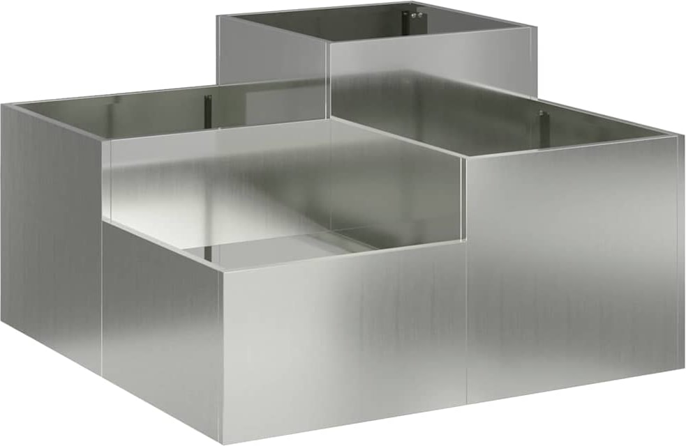 vidaXL Gartenblumentopf Silber 80 x 80 x 48 cm Verzinkter Stahl