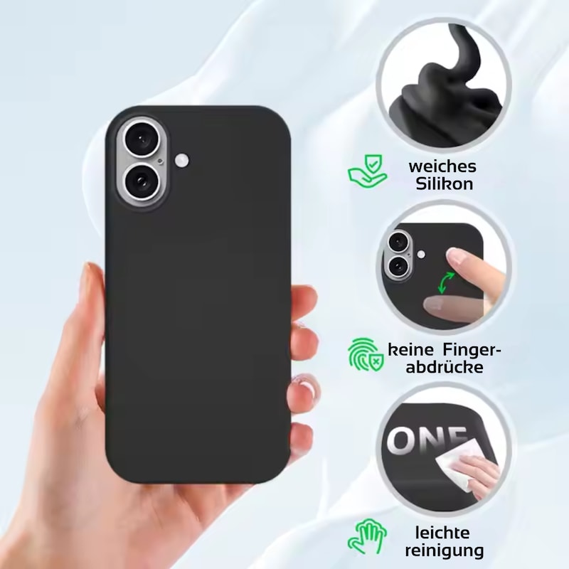 Ein schwarzes Handycover wird gezeigt.