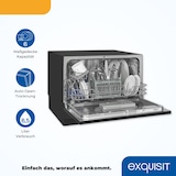 thumbnail of Exquisit Geschirrspüler GSP206-030D schwarz | Spülmaschine 55 cm | Maßgedecke: 6 Restlaufzeiten Anzeige | Standgerät