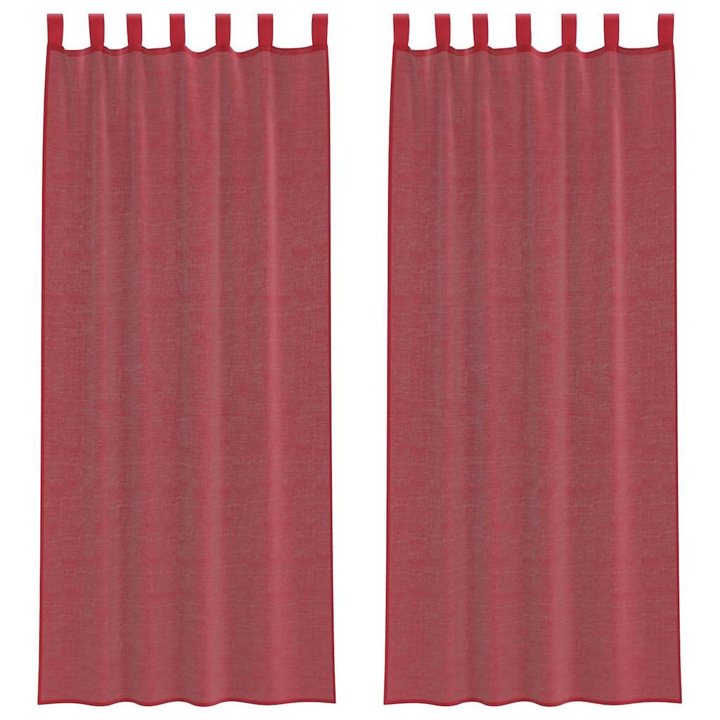 vidaXL Voile Vorhänge mit Stangentaschen 2 Stk. Weinrot