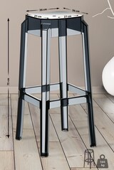thumbnail of 2er Set Barhocker NUMIR - Kunststoff Schwarz 36x36x75 cm | Barstuhl Tresenhocker Tresenstuhl Kneipenhocker Kneipenstuhl