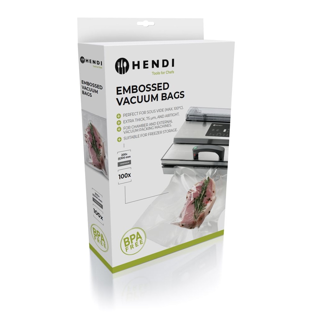 Sacos de vácuo com relevo 200 x 300 mm - Conjunto de 100 - HENDI