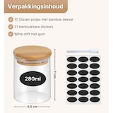 thumbnail of Five Stars® Voorraadpotten - Glazen Potjes Met Deksel - 280 ML - 10 Delige Set - BPA-vrij - Inclusief Pen & Herschrijfbare Stickers