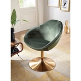 thumbnail of Loungesessel: Bequem, Drehfunktion, Trompetenfuß, 360° drehbar, Samtbezug, Polyester. Grün, 70x70x79 cm | Kadima Design