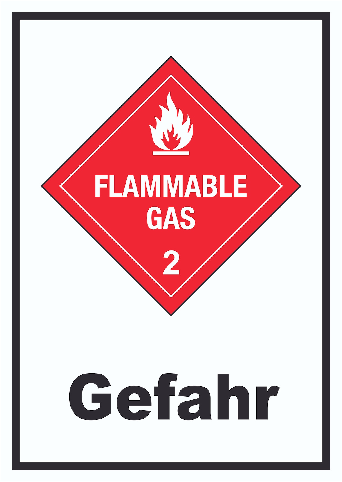 Schild Entzündliche Gase Gefahr Flammable Gas Flamme hochkant A4 (210x297mm)