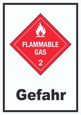 thumbnail of Schild Entzündliche Gase Gefahr Flammable Gas Flamme hochkant A4 (210x297mm)