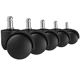 thumbnail of Teppichbodenrollen Schwarz 5er Set Rollen für Bürostühle Teppich-Boden, Weichbodenrollen Durchmesser 50mm Drehstuhlrollen Stift 11mm,