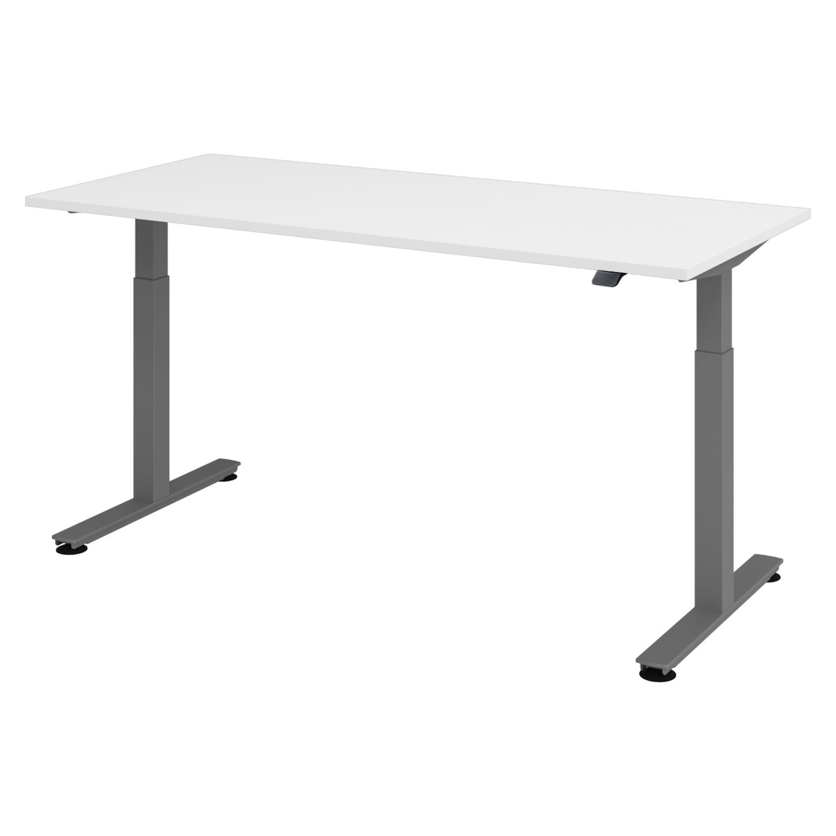 bümö elektrisch höhenverstellbarer Schreibtisch weiß 180x80 cm, Gestell: Graphit - Büroschreibtisch höhenverstellbar elektrisch, elektrischer