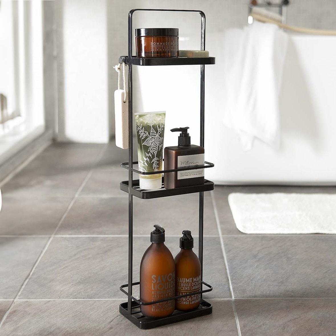 Yamazaki Badutensilio-Ständer Tower Badregal 3 Ebenen schwarz Metall 06635