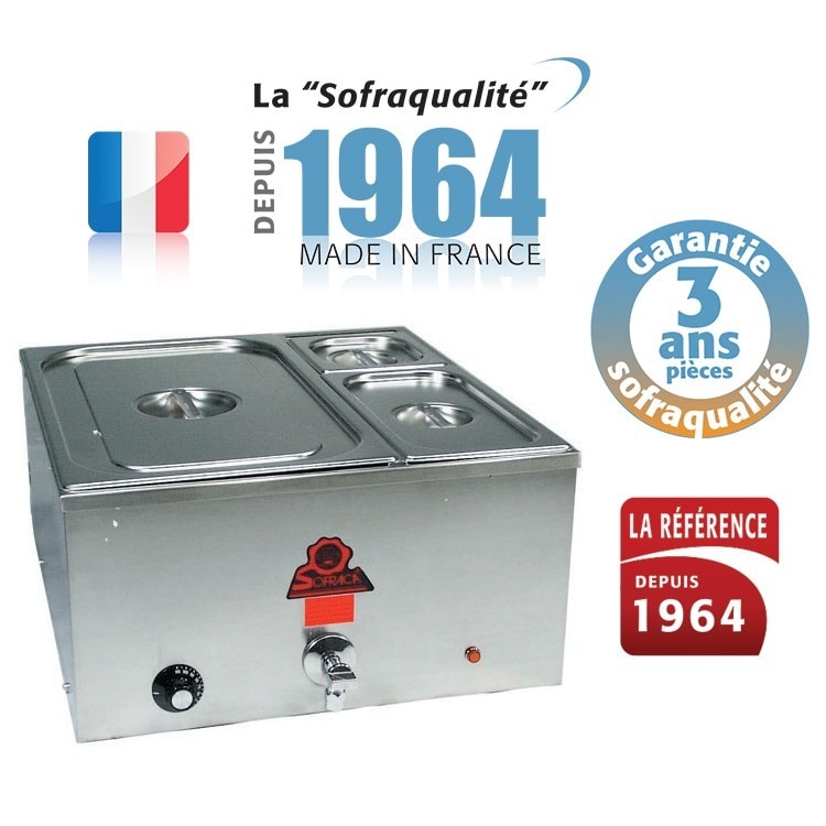 Bain-marie grand modèle avec vidange - Gamme Tradition - 29 L - Sofraca
