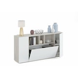 thumbnail of Dmora Highboard Paterson, Modernes Sideboard mit 3 Türen, Wohnzimmerbuffet mit Fächern, Wohnzimmer-Sideboard, 150x41h76 cm, Weiß und Zement