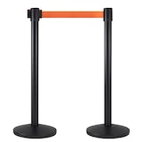 thumbnail of Danieli Store | Postes separadores negro con cinta extensible hasta 3 mt, retráctil y con Sistema de Seguridad | Base Reforzada y cinta naranja