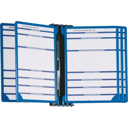 Klapprahmen, m.Wandhalterung, f.Maschinenbetriebsanweisungen, blau, Kunststoff, A4