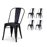 thumbnail of Lot de 4 chaises en métal noir mat style industriel - Effet vieillit