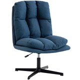 thumbnail of Drehbarer Loungesessel (360°) mit Höhenverstellung, breiter Sitzfläche, Leinenbezug und Metallgestell — Dunkelblau