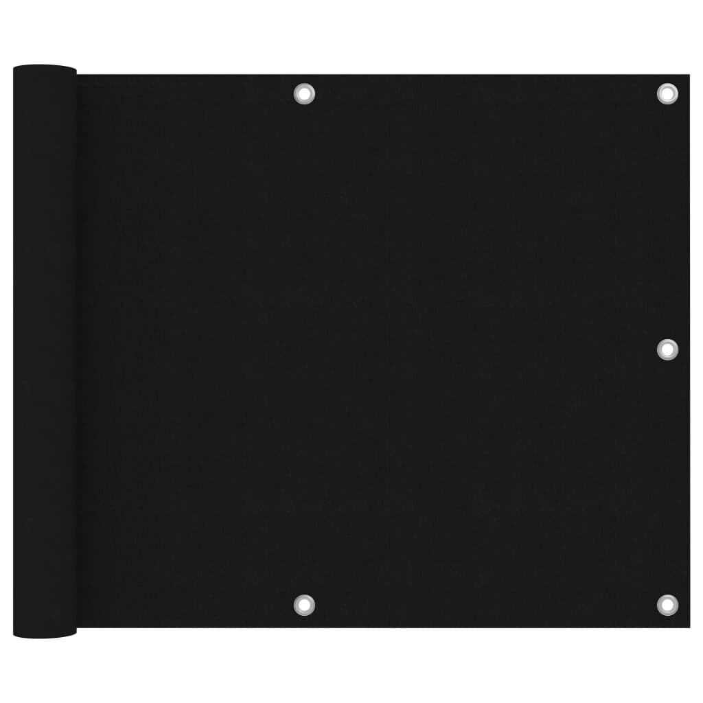 Helloshop26 - Schermo per balcone schermo per la privacy 75 x 600 cm tessuto Oxford nero 02_0010275