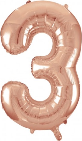 XL Folienballon Zahl 3 Roségold