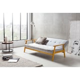 thumbnail of SalesFever Schlafsofa mit Armlehnen | 3 Funktionen | Bezug Webstoff | Beine Eichenholz | B 190 x T 85 x H 81 cm | hellgrau