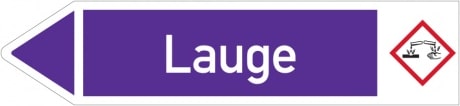 Aufkleber I RKZ-Etikett Lauge,links,DIN,violett/weiß,ab 90mm Ø,440x100mm,2/Bogen