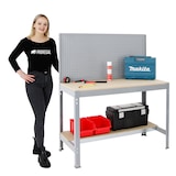 thumbnail of PROREGAL Proregal Werkbank Quick-Buffalo mit Werkzeugwand | HxBxT 84x120x61cm | Traglast 600kg | Grau | Holzplatte