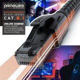 thumbnail of Primewire Patchkabel CAT 8 mit Baumwollummantelung, Gigabit Ethernet LAN Kabel - Black Series, 40 Gbit/s - S/FTP PIMF Schirmung, Netzwerkkabel - 0,5m