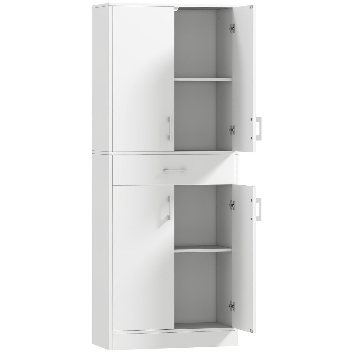 HOMCOM alacena de cocina mueble de cocina con 4 puertas 1 cajón y estantes ajustables antivuelco armario de cocina moderno 70,8x34x180 cm