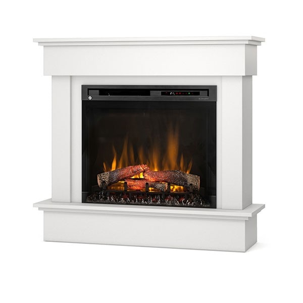 TORMES - Chimenea LED eléctrica independiente - 28' - Blanco mate - 111,5 x 102 x 33,5