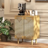 thumbnail of HOMCOM aparador bohemio de 2 puertas con cuerda tejida a mano, aparador de salón con estante ajustable, apertura por presión, roble, 60x40x78 cm