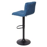 thumbnail of 2er-Set Barhocker gepolstert mit Lehne | Sitzhöhe 63-87cm | höhenverstellbar | Samt Petrol-Blau | Fuß Schwarz| Tresenhocker Barstuhl