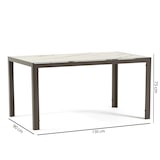 thumbnail of Rechthoekige tafel 150 x 90 cm voor binnen en buiten, aluminium frame en glazen blad,voor keuken,eetkamer of tuin,voor 6 personen Milo/Tortora/Marmer