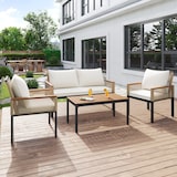 thumbnail of Merax Garten-Loungesessel-Set 4-tlg, Gartenmöbel Sitzgruppe, 2-Sitzer + 2 Sessel + Tisch, mit Kissen, Rattan, Beige