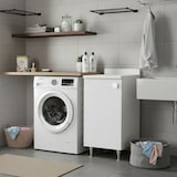 thumbnail of Mobiletto bianco salvaspazio con anta e ripiano regolabile, già assemblato per bagno, lavanderia, ingresso o balcone.