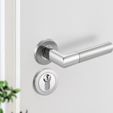 thumbnail of Türbeschlag Edelstahl Drückergarnitur CATHY Eingangstür Türgriff oval PZ - Profilzylinder Edelstahl