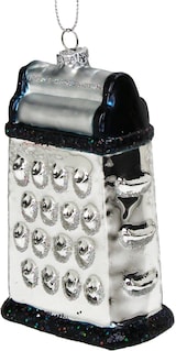 thumbnail of Christbaumschmuck Glas 12,7cm Küchenreibe Kugeln Weihnachtsbaum Anhänger Weihnachten Christbaumanhänger Weihnachtsbaumschmuck Silber