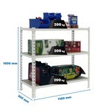 thumbnail of PROREGAL Étagère pour charges lourdes SMALL MULI | HxLxP 100x110x30cm | 3 étagères | Charge du compartiment 200kg | Blanc | Etagère de rangement