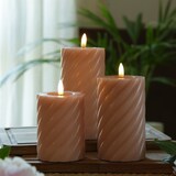 thumbnail of LED Kerze Twist Echtwachs gedreht flackernd H: 12,5cm Timer altrosa