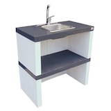 thumbnail of Módulo fregadero WIDE - Módulo encimera con fregadero, construido con cemento, pintado de blanco y negro  - 86x48x87cm