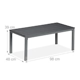 thumbnail of Relaxdays Gartentisch, wetterfest, auch für Terrasse und Balkon, Loungetisch, HBT: 39 x 98 x 48 cm, Outdoortisch, grau