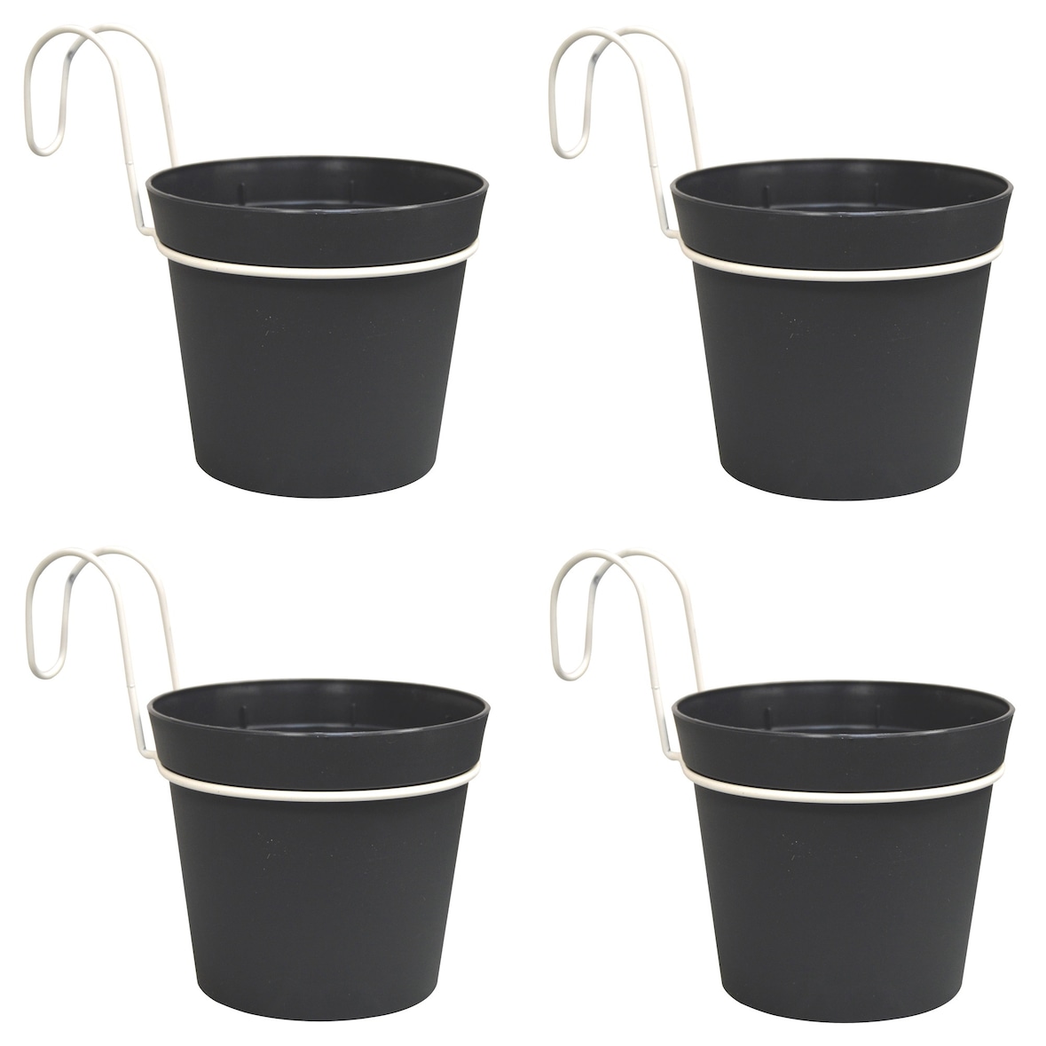 D'vine Dev Set di 3 vasi in plastica per piante con foro di drenaggio e piattini senza cuciture, colore nero, piccoli, 74 E S 2