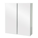 thumbnail of Spiegelkast HWC-B19b, badkamermeubel wandkast, 2 planken hoogglans MVG-gecertificeerd 70x60x16cm ~ grijs