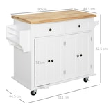 thumbnail of HOMCOM Carrello da Cucina con 2 Cassetti e 2 Armadietti, Isola da Cucina con Piano in Legno, Portaspezie e Porta Canovacci, Bianco