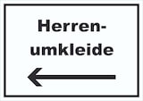thumbnail of Herrenumkleide Schild mit Text und Richtungspfeil links waagerecht A6 (105x148mm)