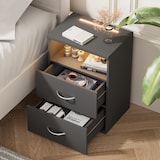thumbnail of CASARIA® Nachttisch 2er Set mit Schubladen & Beleuchtung Anthrazit