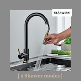 thumbnail of JANA | Grifo de cocina extensible de acero inoxidable premium dorado negro | alto Bogo alta presión giratorio 360° 2 conexiones | Grifo Gastr