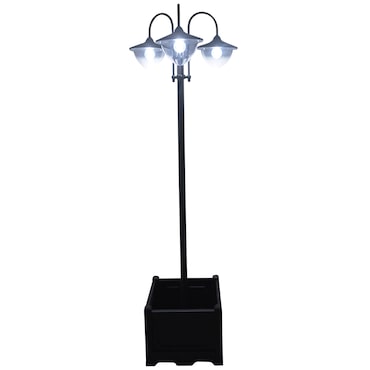 Farol Solar de Jardín con 18 Luces LED Blanca Fría 6000K Impermeable IP44 Sensor de Noche Base de Maceta Farola Exterior para Terraza 60x55x189cm