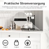 thumbnail of Merax Buffetkast 120 x 40 x 191 cm, hoge vitrinekast met glazen deuren, barvak, glashouder, stopcontacten, USB-A en USB-C, wit