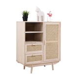 thumbnail of SalesFever Sideboard mit Rattan Front | 2 Schubladen, 1 Tür, 2 offene Fächer | Korpus MDF | Beine Paulownie Holz | B 70 x T 36 x H 85 cm | natur
